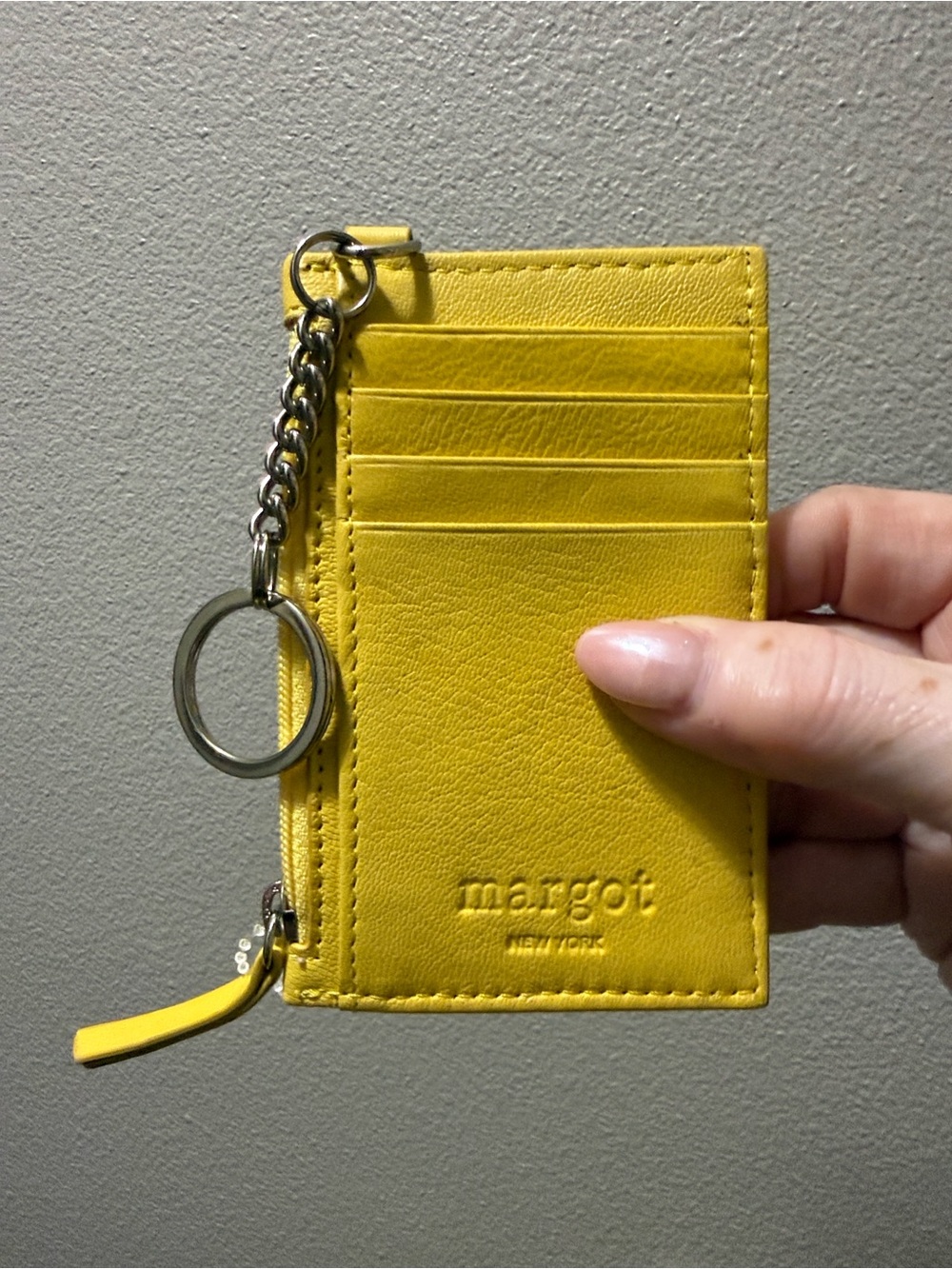 margot Yellow Leather Cardholder with Keyring